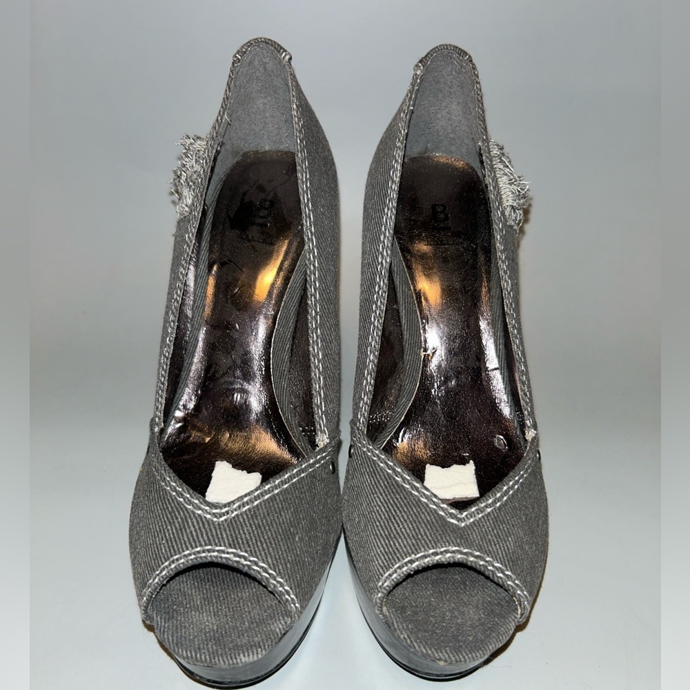 Pre loved denim style bakers platform heel